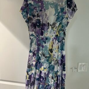 Beautiful nice dress, purple with  flowers with ruffles